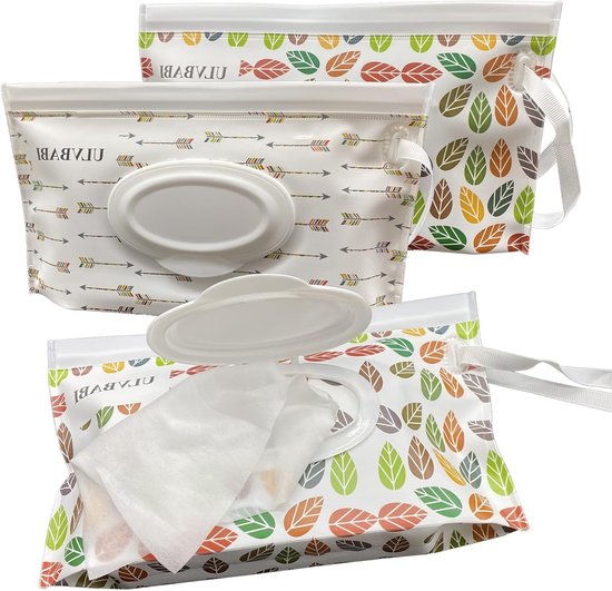 Herbruikbare Dispenser voor Nat Wipes (4 Stuks) - Vuilniszakken voor Baby Luiers, Refillbare Reis Pouch Houder voor Vochtige Doekjes, Houdt Doekjes Vochtig en Fris — afbeelding 4
