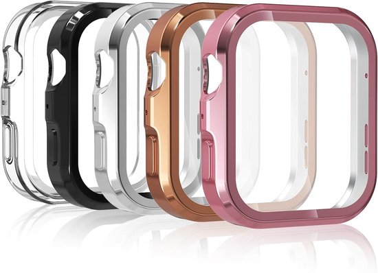 5 Stuks Beschermhoes voor Huawei Watch Fit 4, Slank en Lichtgewicht TPU, Krasbestendig en Stijlvol in Zwart/Transparant/Zilver/Roze Goud/Roze