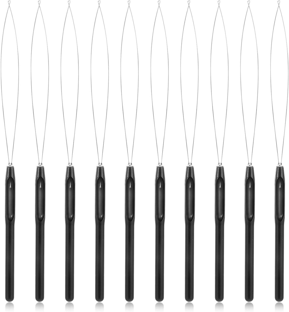 10 Stuks Haarverlenging Haaknaald Draad Tool met Beads voor Micro Loop en Nano Beads Extensions