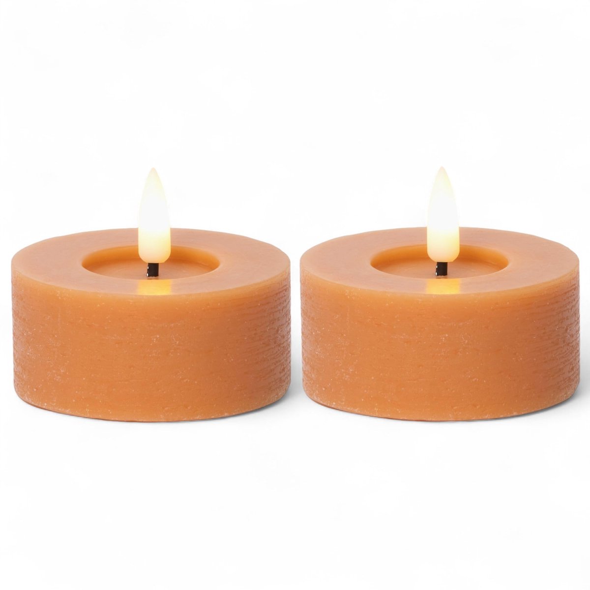 MIJOMA LED Kaars van Echt Was met Realistische Vlam en Timer - Warm Wit Licht (Oranje, Dia 7 cm x 6 cm)