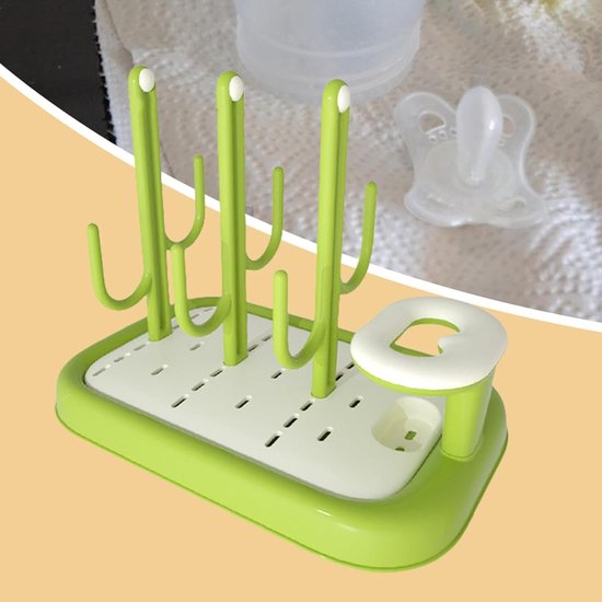 Baby Flessen Droogrek - Fleshouder Organizer - Voedingsbenodigdheden Drogen - Cactus Vorm - 25 x 21 x 25 cm - Groen — afbeelding 3