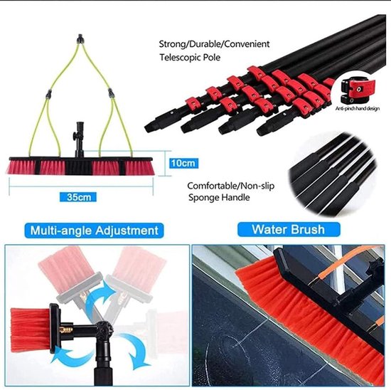 Telescoopsteel Ramen Wassen - Bewatering Borstel - Hoge Ramen Reinigen - Versterkte Aluminiumlegering - 5.4 Meter - Grijs van Merkloos	 — afbeelding 5