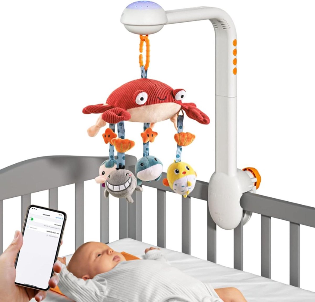 Muzikale Wieg Mobiel - Baby Rammelaar Speelgoed - Baby Kalmeren - Sterrenhemel Projector - 360 Graden Draaibaar - Wit