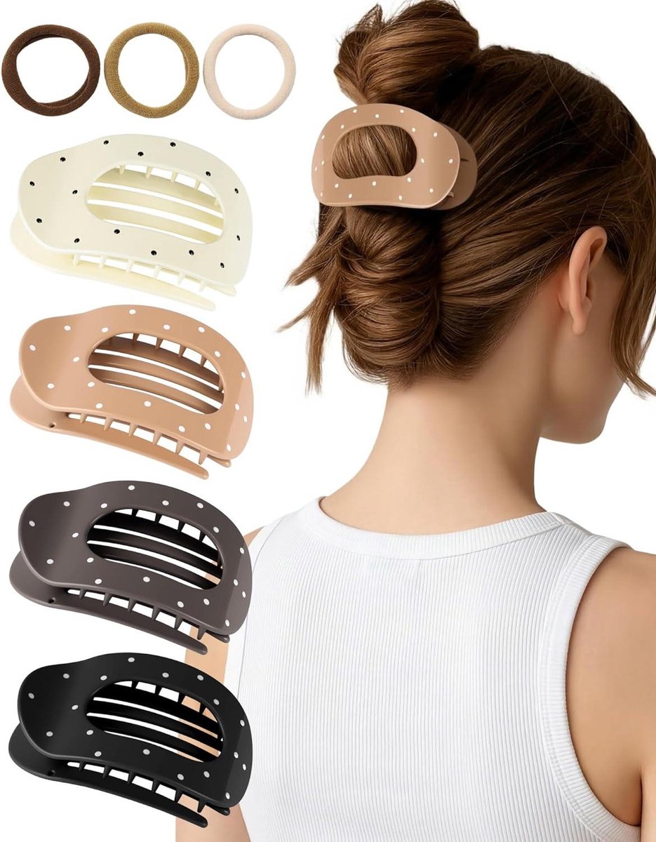 Platte Haarklemmen Dames - Haarclips Set - Haar Stijlen - Frans Design Anti-slip - 9.5 cm