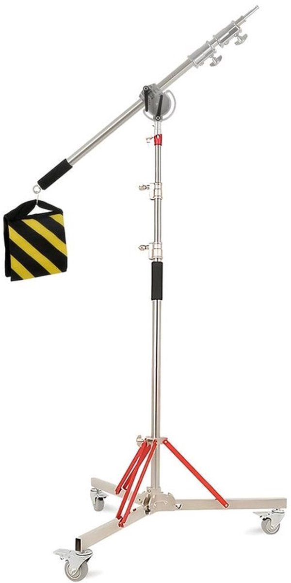 Lampstatief – Lichtstatief – Katrolstatief – Statieven – Opbouwstatief – RVS 320 cm – Verstelbare Schuine Arm en Zandzak