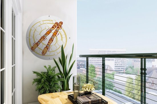 Cercle de jardin dessin de deux flûtes à bec - 60x60 cm - Affiche ronde de jardin - Extérieur