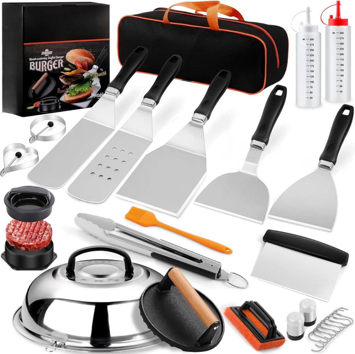 Nexvo® Bbq Gereedschap - Bbq Accesoires - Bbq tang - Zwart/Zilver - ‎38cm x 31cm x 9cm
