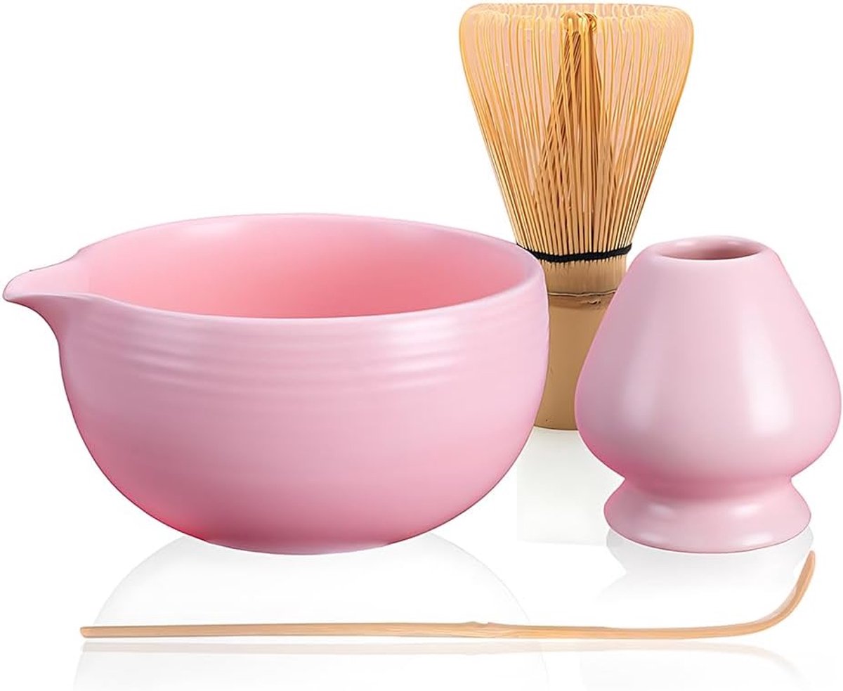 Titel: Set van 4 Matcha whisk, mixer en bamboe lepel
