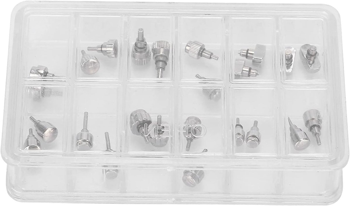Watch Cases Knop Vervangset, 12 Grid Horloge Drukknoppen met Reparatietool voor Horlogemakers en Enthousiastelingen