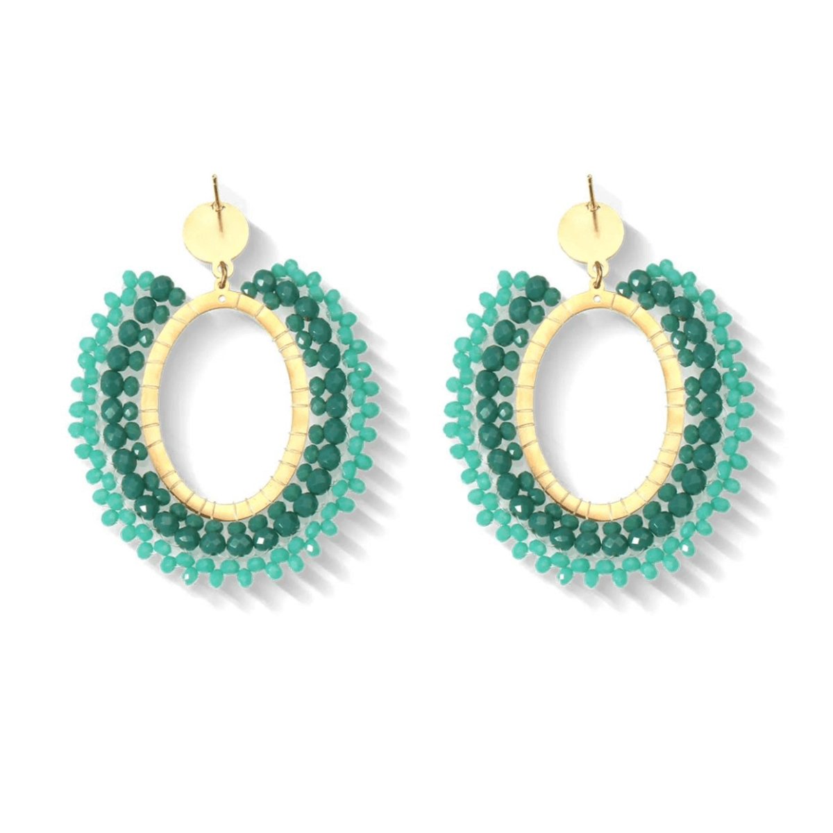 Oorbellen ovaal groen - waterproof - statement oorbellen