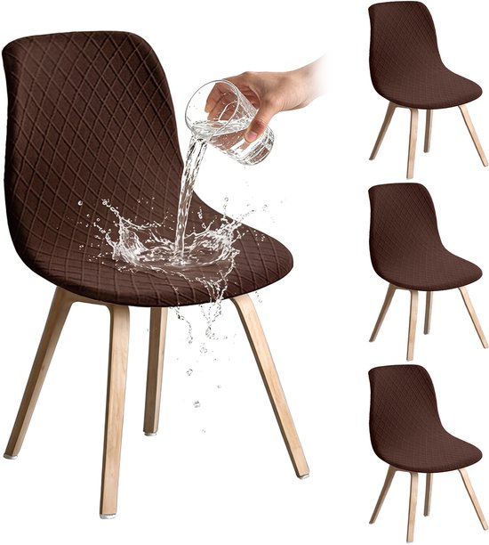 Stoelhoezen — 4-pack — Afneembare hoezen voor eetkamerstoelen — Universele stretch-stoelhoezen — Zithoezen — Ideaal voor huis & keuken — Duurzaam / Zeer elastisch / Afneembaar — Lengte: 45–52 cm, breedte: 40–46 cm, hoogte: 40–48 cm
