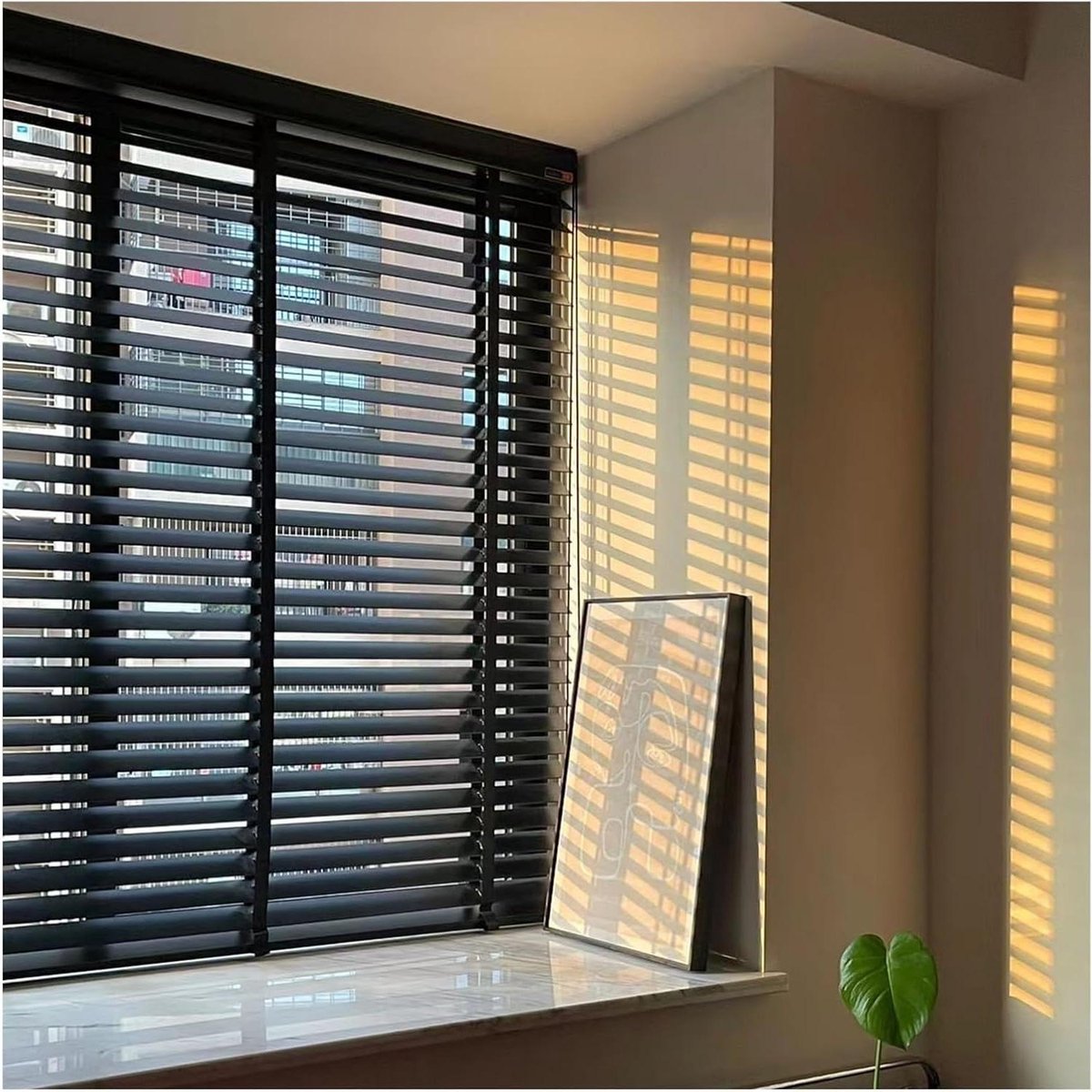 Houten Jaloezieën - Houten Raambekleding - Lichtcontrole en Privacy - 50 mm Lamellen - 170 x 170 cm - Zwart