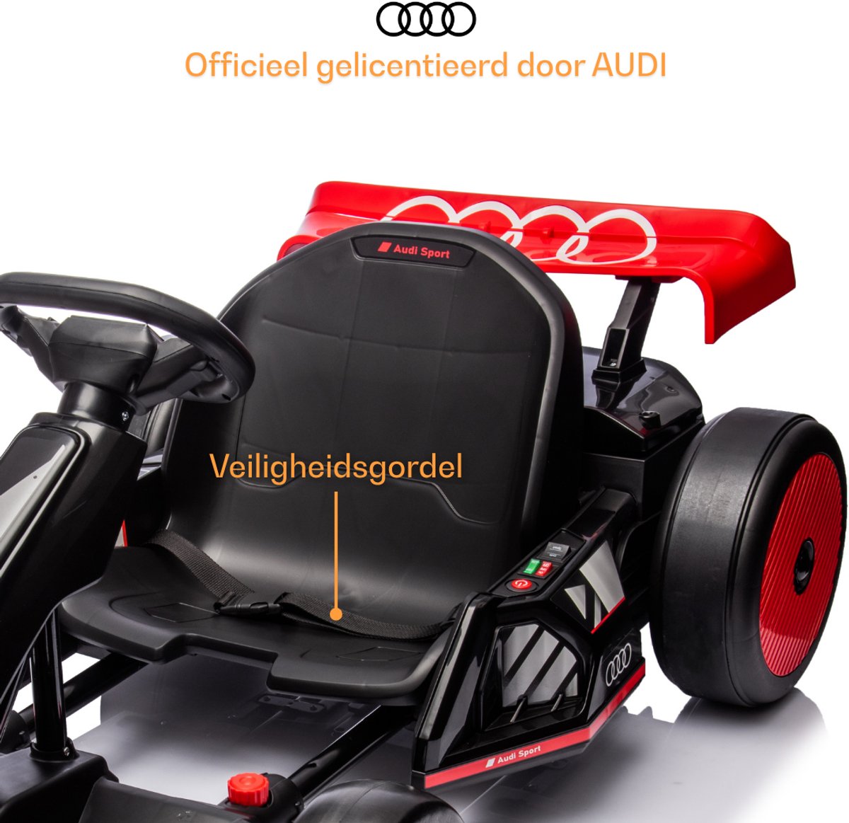 Audi Full Option Elektrische GoKart 6 tot 12 jaar – Officieel Gelicentieerde 24V Drift-Kart met Verstelbaar Frame & Bluetooth – Snelle Kinderkart met Soft-Start, LED-verlichting & EVA Voorwielen – Rood — afbeelding 9