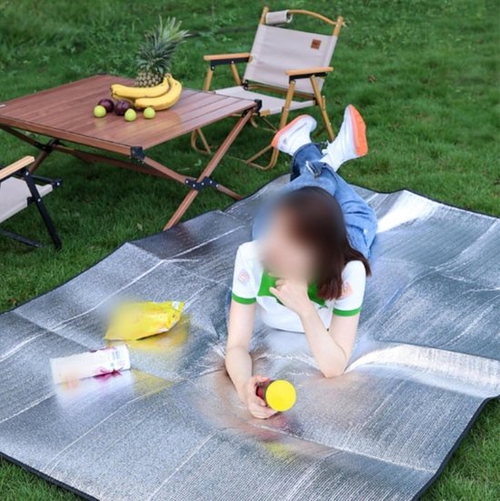 Camping Mat - Isolerende Slaapmat - Buiten Kamperen - Dubbelzijdig Aluminiumfolie - 240x240cm - Zilver van Merkloos — afbeelding 5