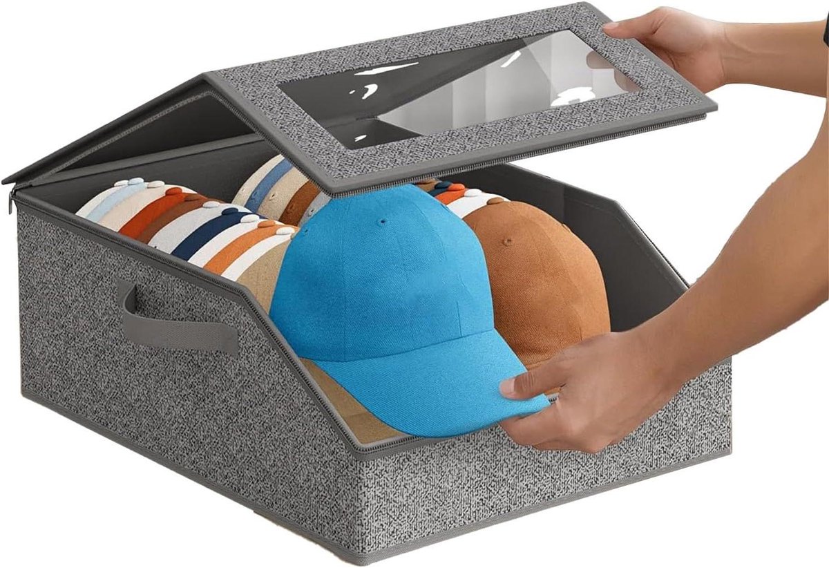 Bol.com Hoed Organizer Box - Opbergdoos Accessoires - Kleding Opbergen - Met Doorzichtig Venster - 41 x 41 x 12 cm aanbieding