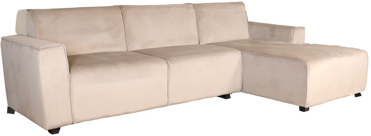 Hoekbank design Riley 270cm bank champagne velvet loungebank rechts hoeksalon