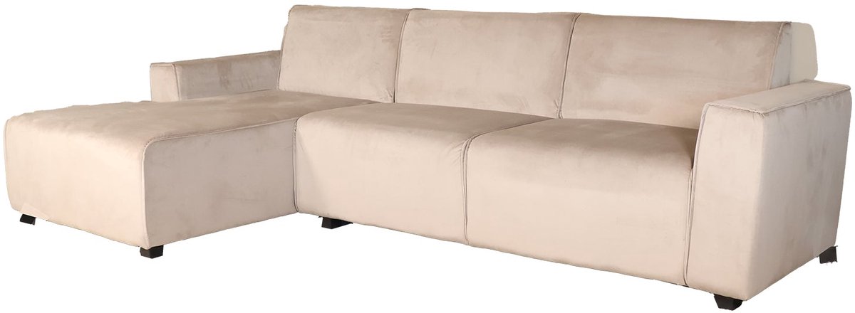 Lizzely Garden & Living Hoekbank design Riley 270cm bank champagne velvet loungebank links hoeksalon