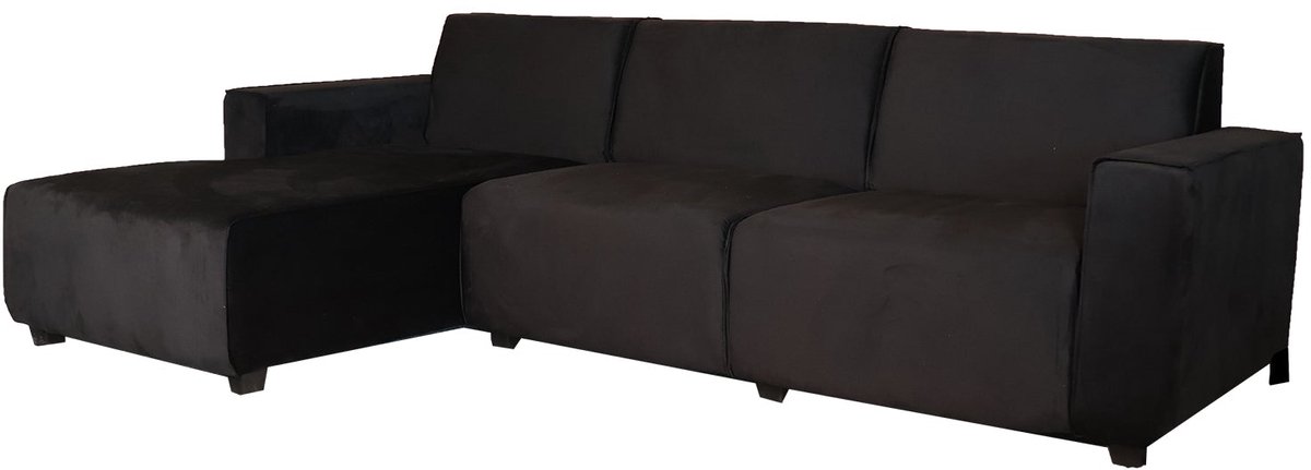 Hoekbank design Riley 270cm bank zwart velvet loungebank links hoeksalon