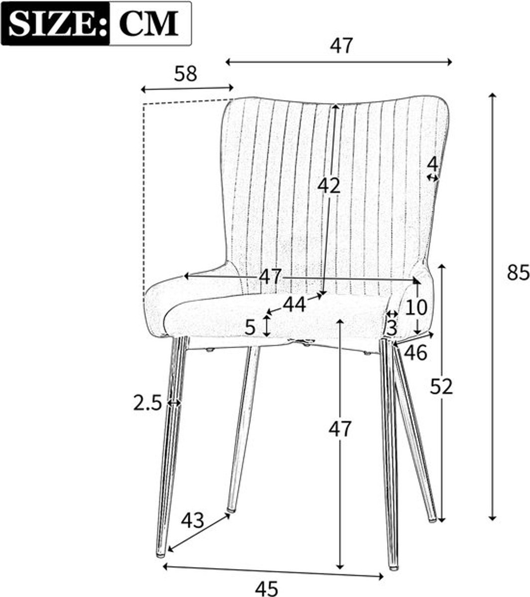 Fluwelen Eetkamerstoel – Comfortabele Stoel – Velours Stoel – Metalen Poot – Ergonomisch D