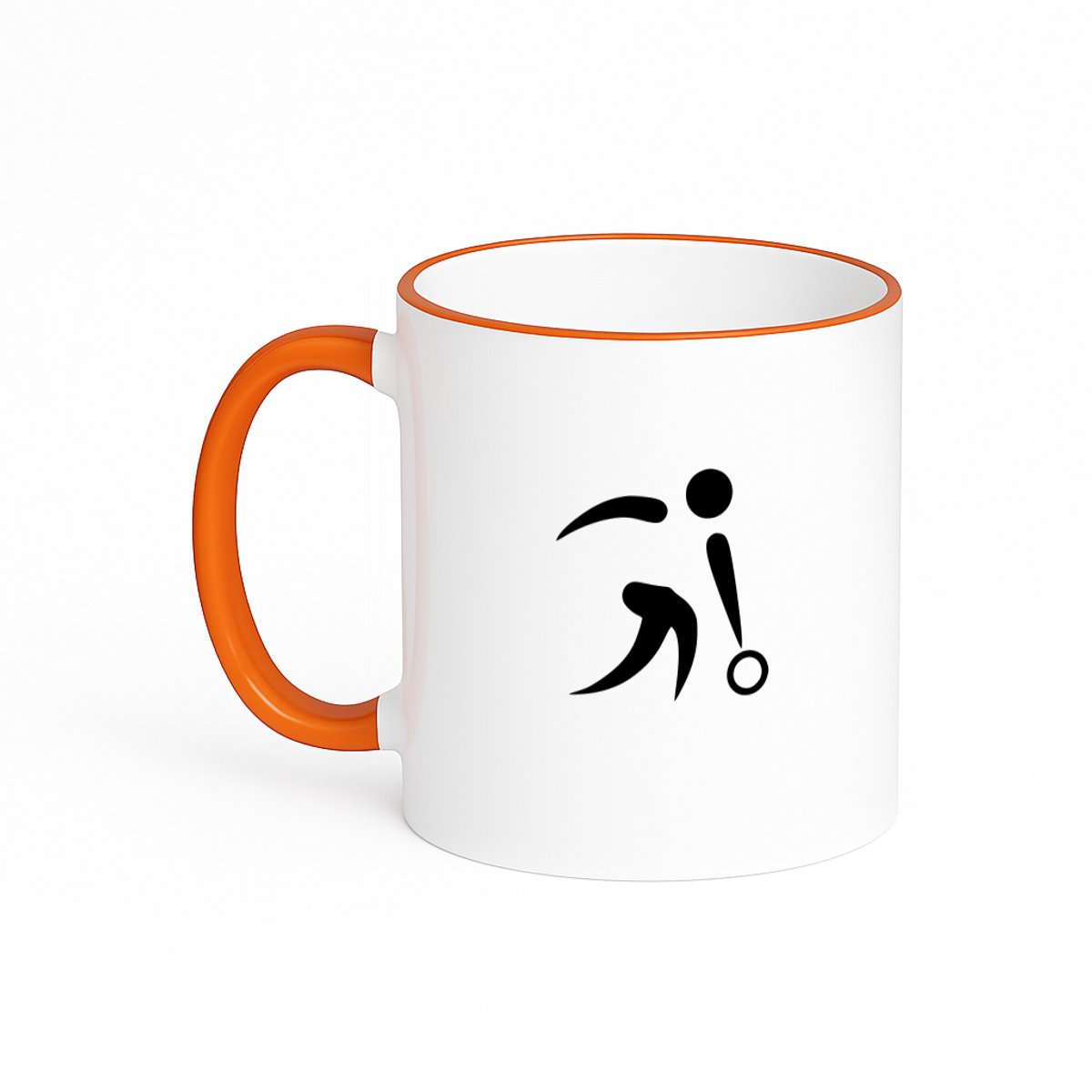 Hacebo® - Bowlen koffiebeker met gekleurde rand oranje - Bowlen - Sporters - thee mok - koffie beker - sport cadeau - sporten - Leuk kado voor je sporter om te geven - koffiemok - 330 ML