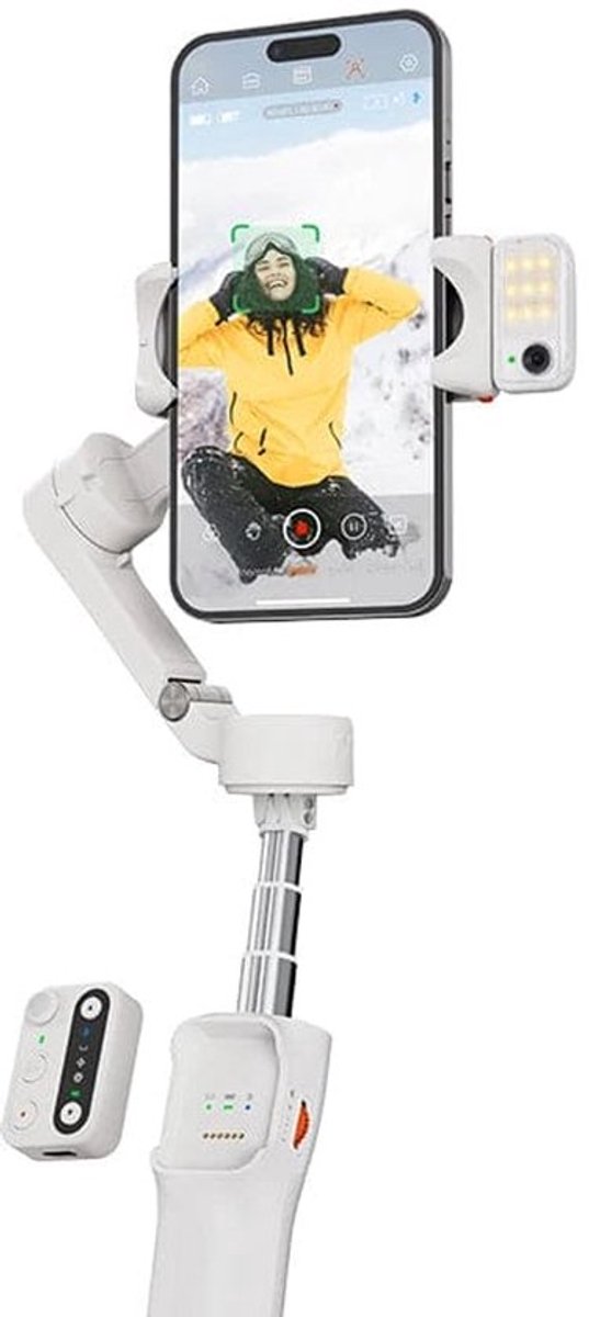 Gimbal Smartphone - Gimbal Voor Smartphone & Camera - Handheld Spiegelloos - 3-Axis - AI Face Tracking - Stabilisator Voor Smartphone - Koolstofvezel Materiaal - Panning & Rolhoek 330 - Kantelhoek 80 - Wit