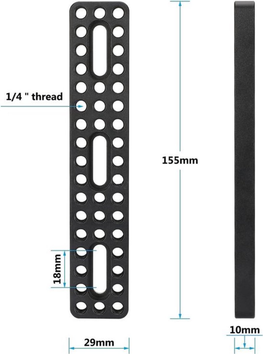 Bodemplaat verlenging lange kaasplaat met meerdere 1/4 inch 20 schroefgaten voor DLSR-camera zelfbouw - 3037 met verstelbare hoogte handler met stelschroeven Camera bodemplaat verlenging met verstelbare hoogte handler met stelschroeven - 3037 .