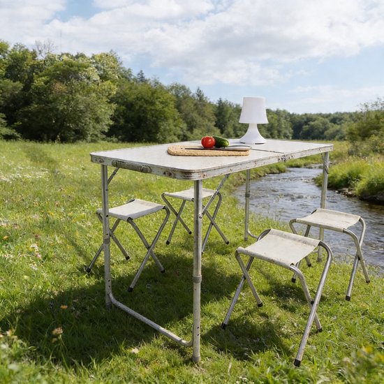 Inklapbare Tafel Stevig & Ruimtebesparend Design - Campingtafel Lichtgewicht & Makkelijk Mee Te Nemen - Klaptafel Verstelbaar & Multifunctioneel – Vouwtafel Buiten 120 x 60 x 60 cm | Geschikt voor Tuin & Camping — afbeelding 2