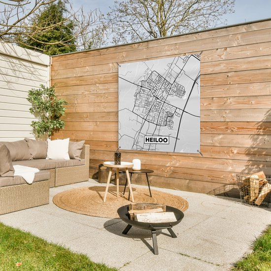 Tissu de jardin Plan de la ville - Heiloo - Grijs - Wit - 100x100 cm - Carte
