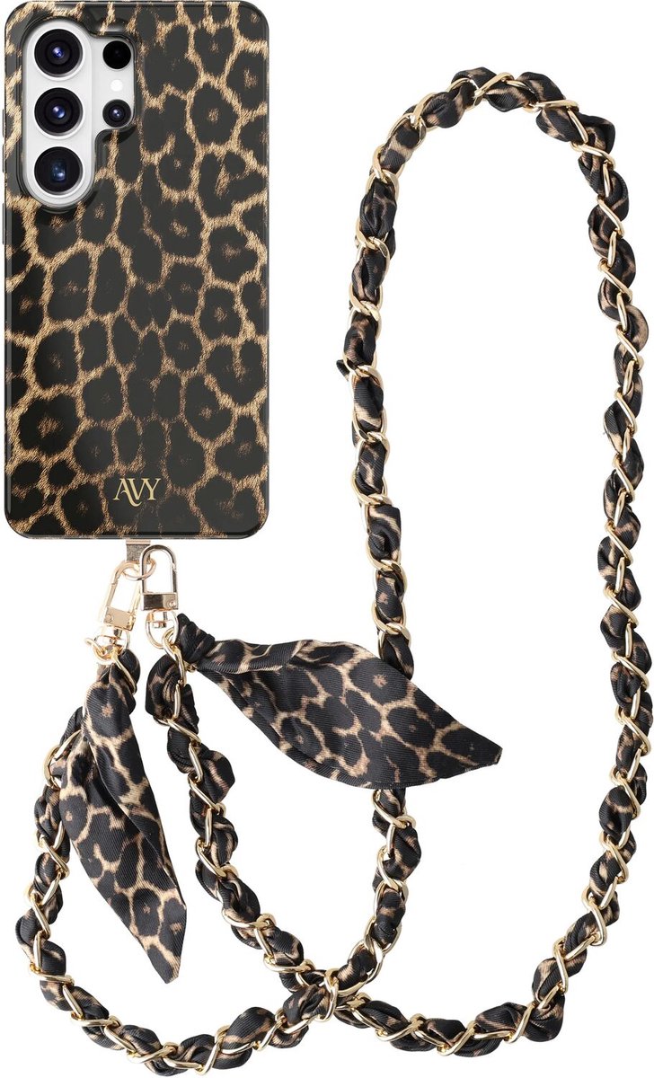 AVY Hoesje Met Telefoonkoord | Geschikt voor Samsung Galaxy S26 Ultra | Compatibel met MagSafe & Qi2 | Hard Shell Back Cover | Stijlvol Bijpassend Koord Crossbody (120CM) | Panthera Chic