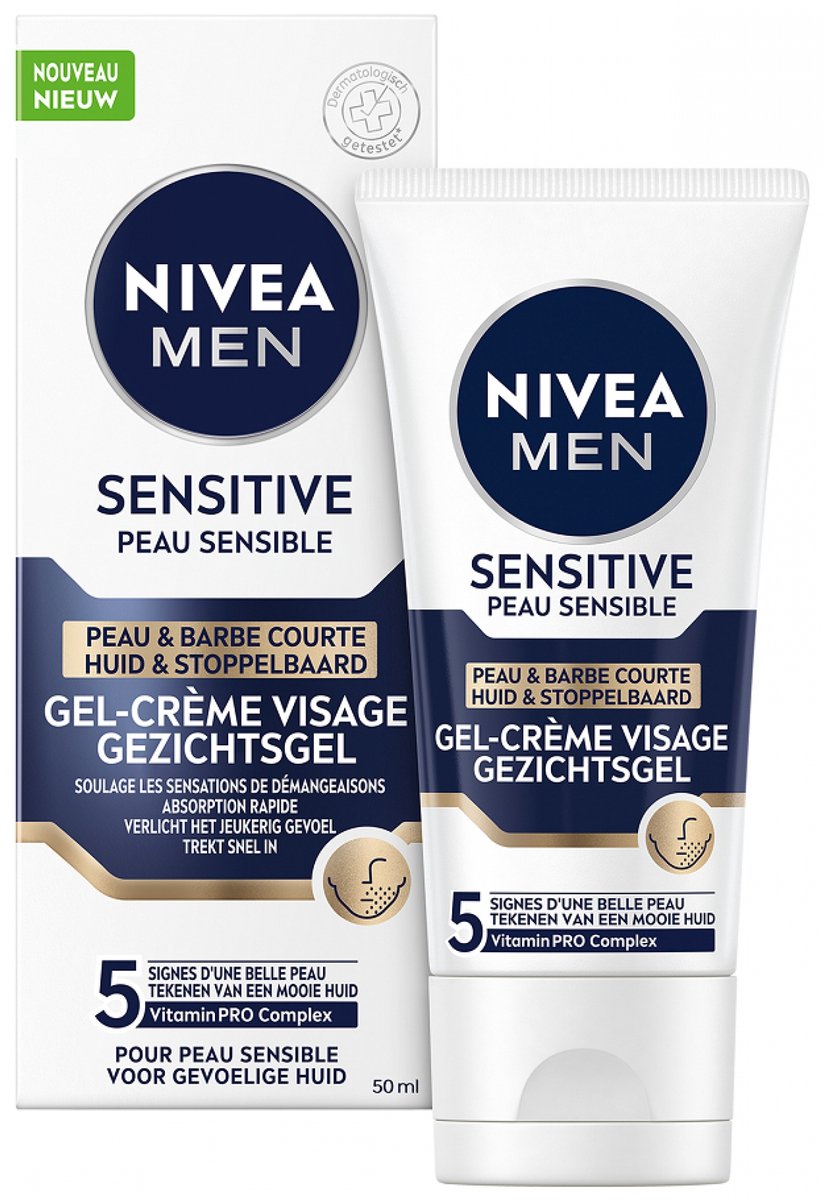 NIVEA MEN Sensitive Skin & Stubble Moisturizer Gezichtsgel - Dagcrème Gezicht Mannen - Gezichtscreme - 50ml