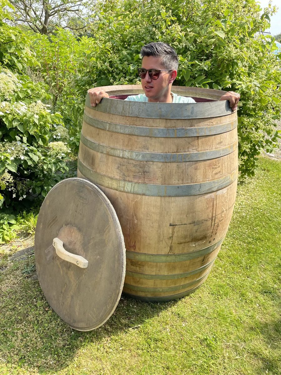 Wijnvat / Regenton / Dompelbad 450 Liter (gebruikt) Eikenhout - Deksel Vast