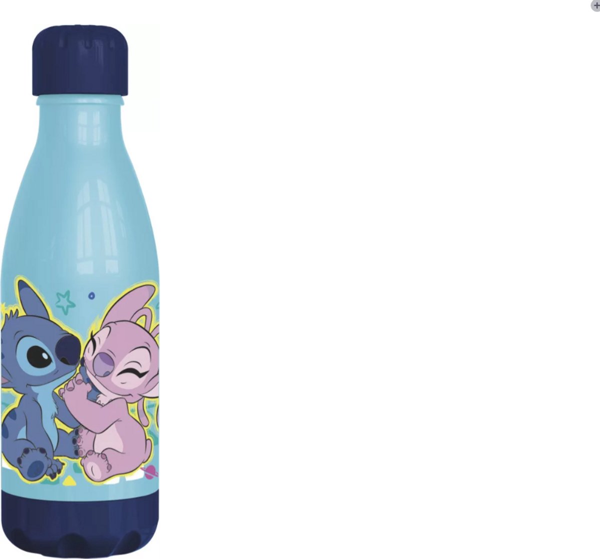 Disney Lilo en Stitch Drawing plastic fles met schroefdop 560 ml - Lilo en Stitch Fles - Bidon - Drink fles - Lilo en Stitch