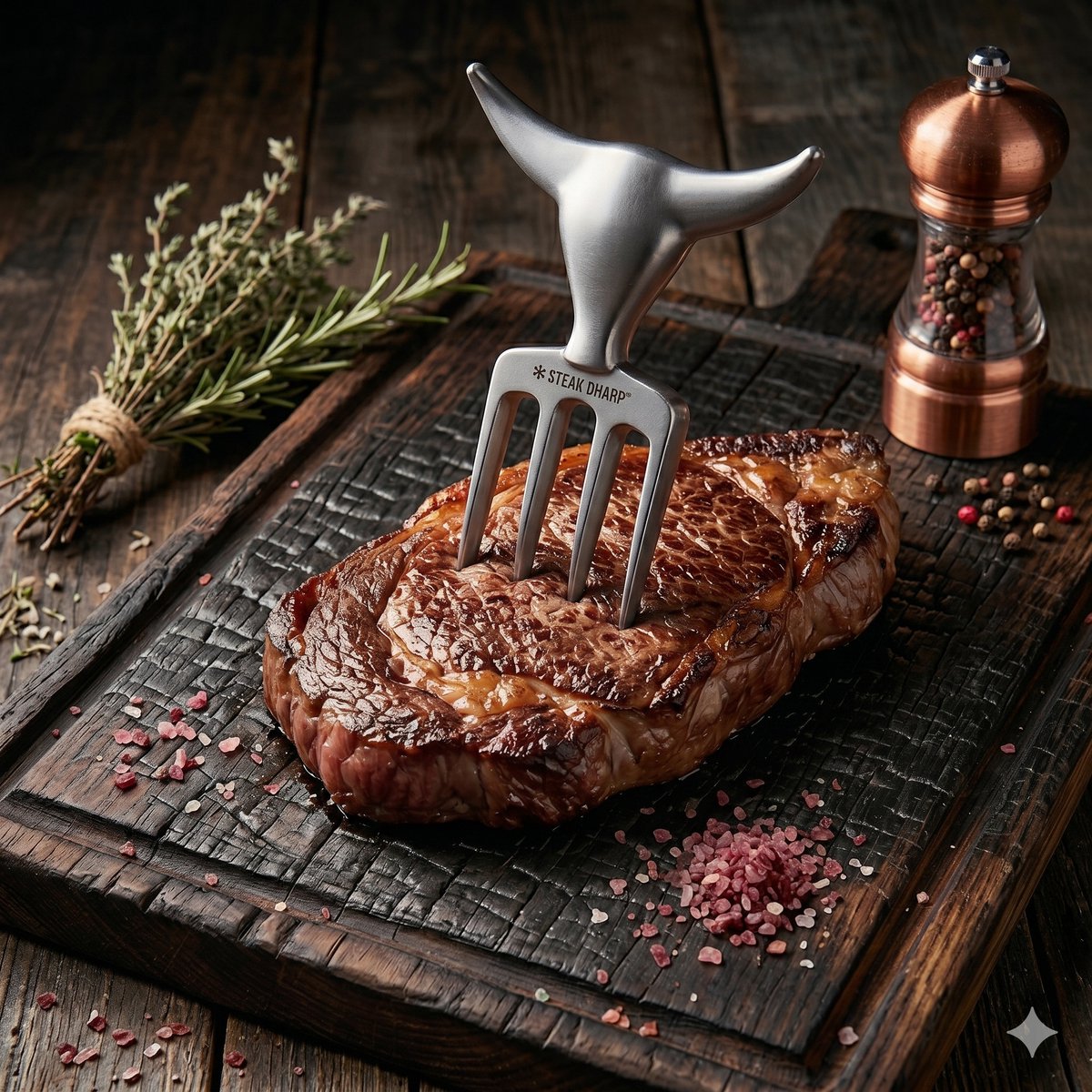 Steak Champ Bull Fork Vleesvork – 390g massief metaal – Voor tillen, trancheren en pulled pork – Vaatwasserbestendig
