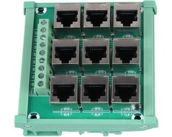 8p8c RJ45 Jack 9-Weg Buskaart voor DIN-Rail Montage, Ethernet Connector en Verdeelblok Terminal Connector