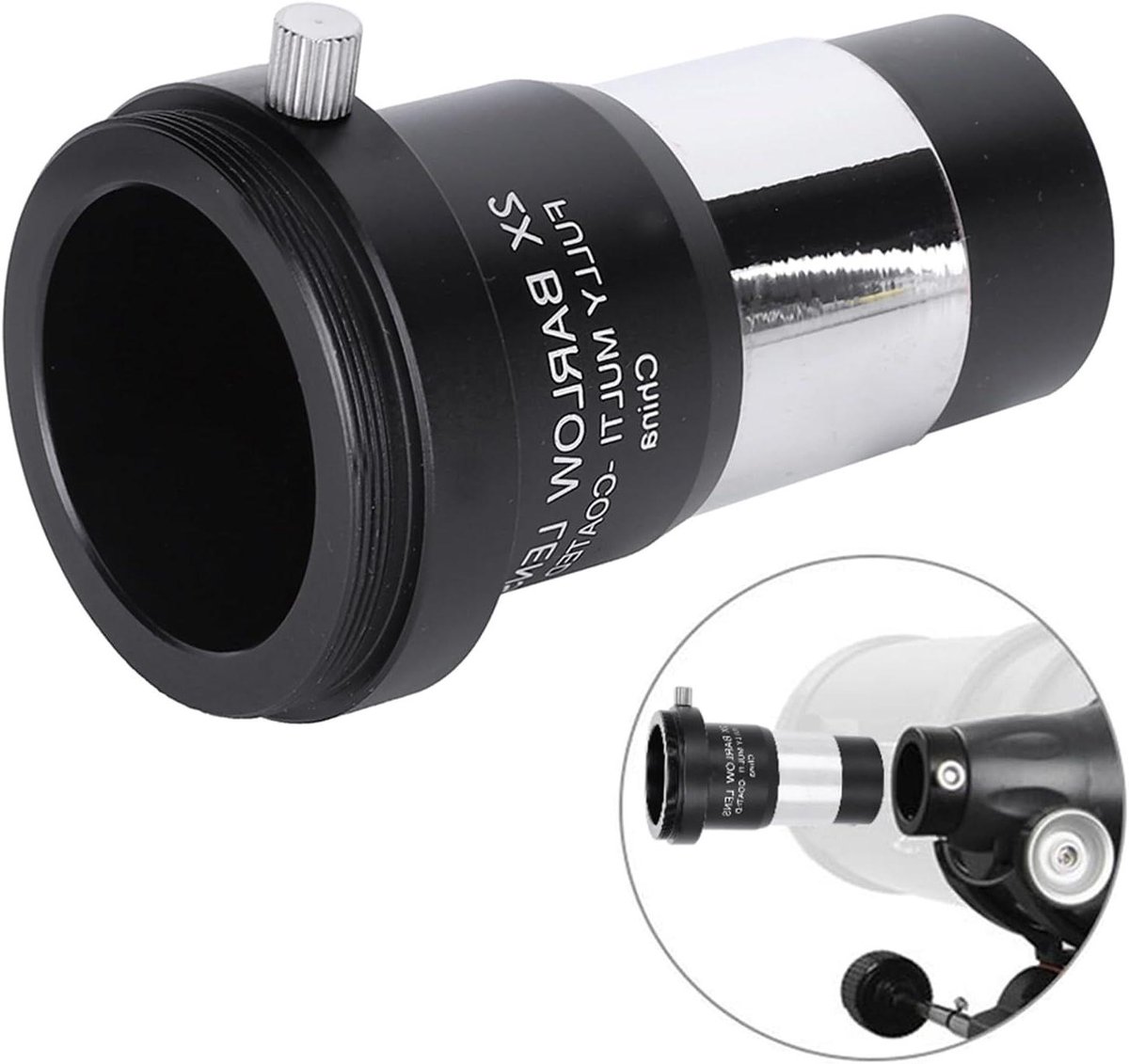 Telescoop Barlow Lens - Vergrootglas Oculair - Sterren Kijken - 2X Vergroting - 1.25 Inch - Zwart