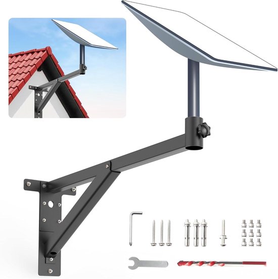Lange Wandmontageset Voor Starlink – Aluminium 62x2 Cm, Stevige Dakbeugel Voor Satellietinternet, Weerbestendig, Verstelbaar, Montagemateriaal Inbegrepen