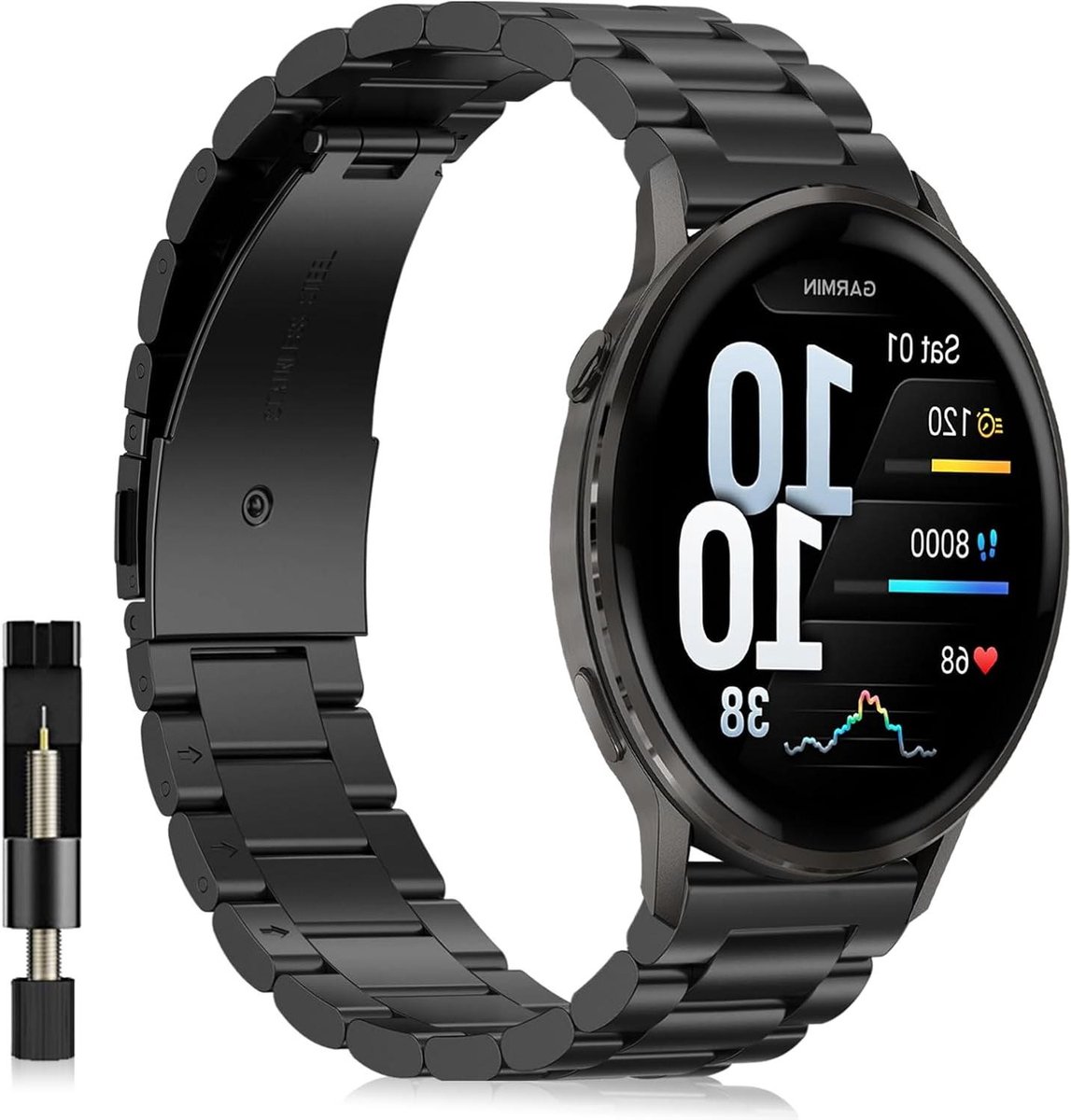 Garmin Armband - Horlogeband RVS - Horloge Vervangen - Snelsluiting - 22 mm - Zilverkleurig