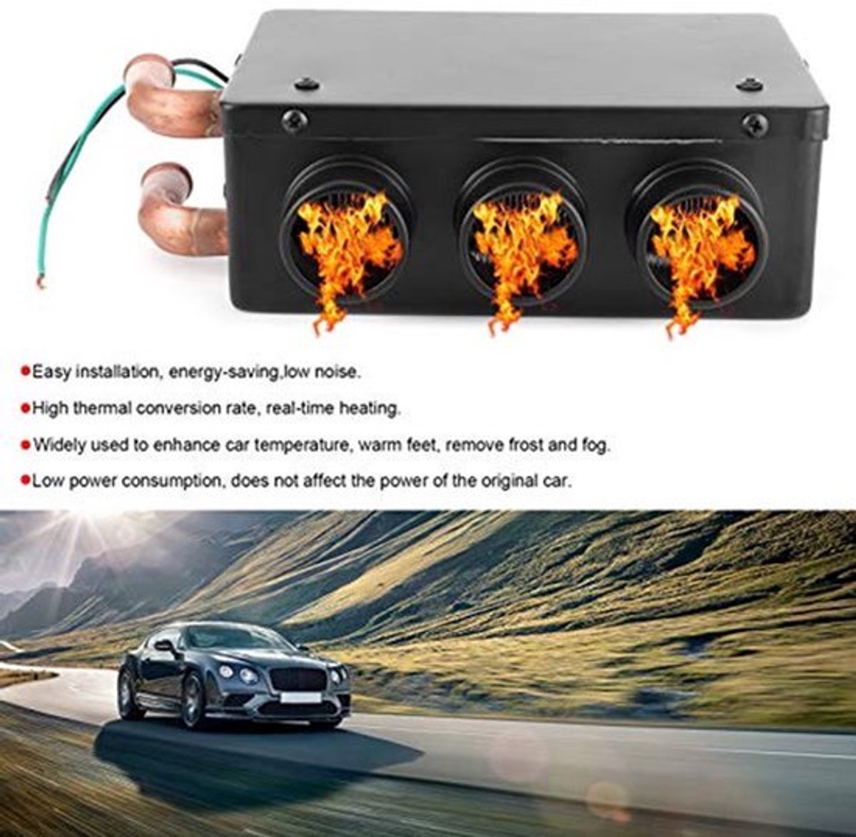 12 V Auto Verwarming - 50 W - Compact 3-Hole Ontwerp voor Voldoende Warmte