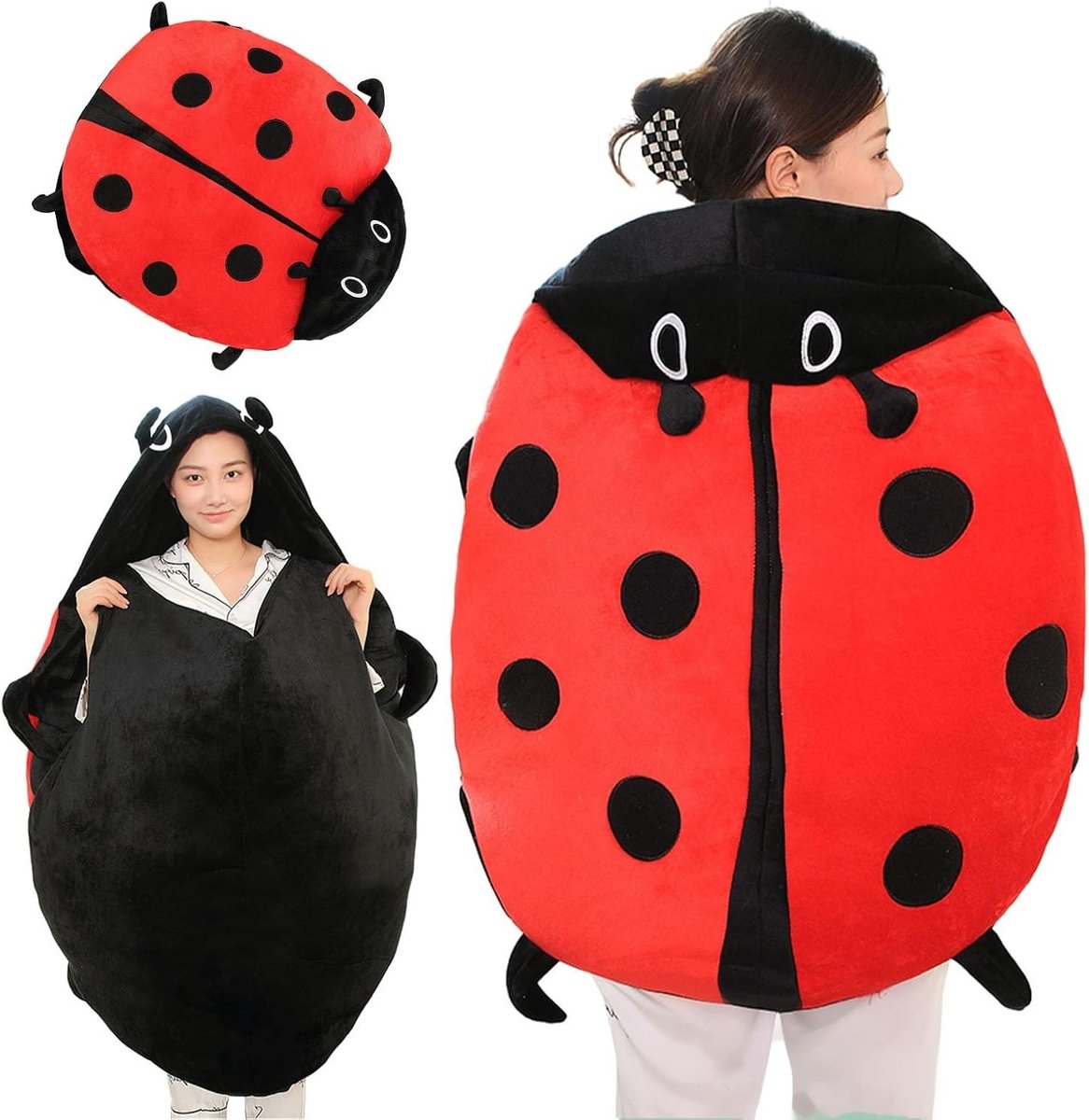 Schattig en Groot Lieveheersbeestje Kussen, Draagbaar Pluche Kussen voor Comfortabel Slapen, Ideaal voor Kinderen en Slaapkamers (60cm)