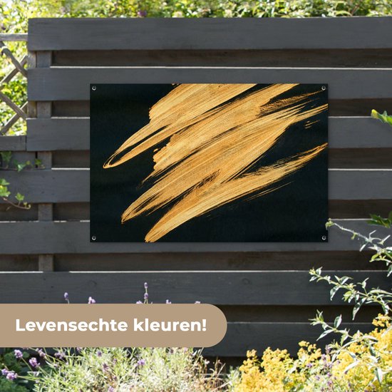 Affiche jardin - Toile jardin - Posters de jardin extérieur - Goud - Peinture - Rayures - Luxe - Abstrait - 120x80 cm - Jardin