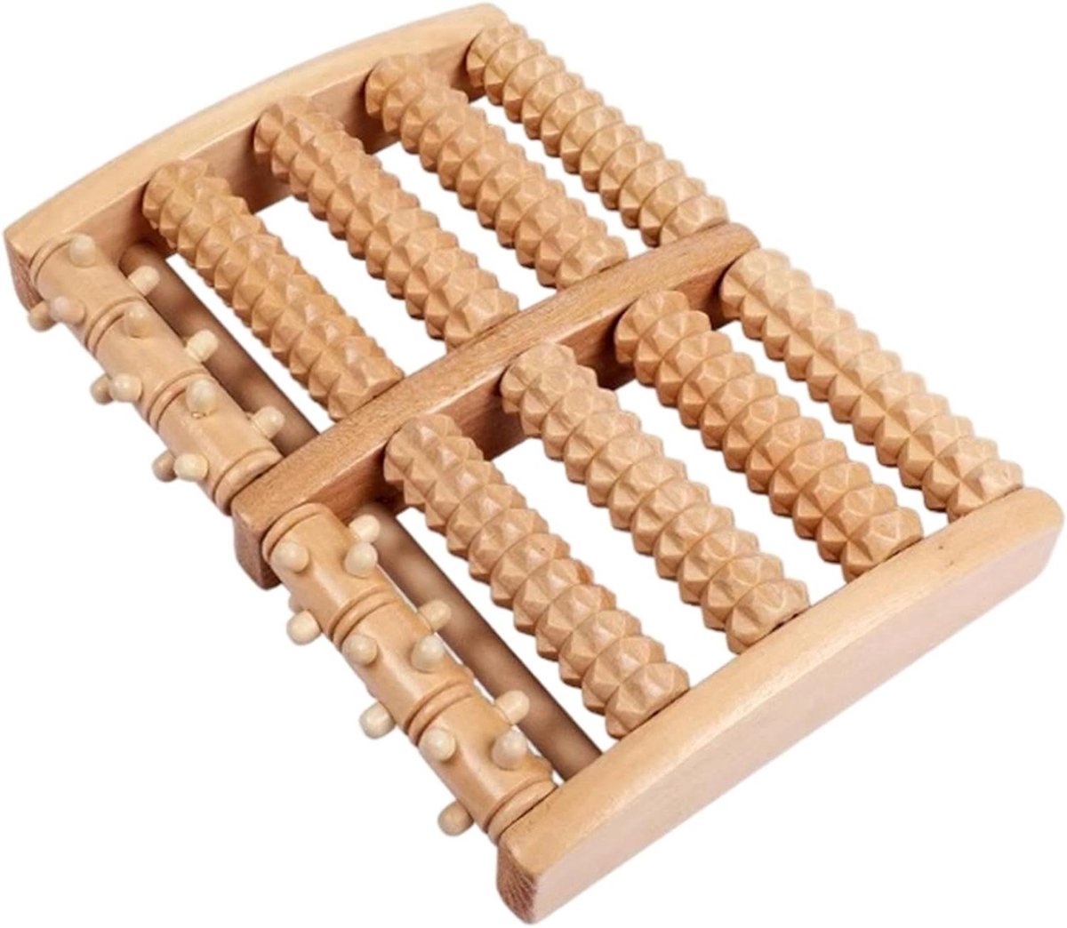 Houten Voetmassage Roller - Voetroller Massageapparaat - Voetpijn Verlichten - Stevig Metalen Frame - 27 x 19 x 5 cm