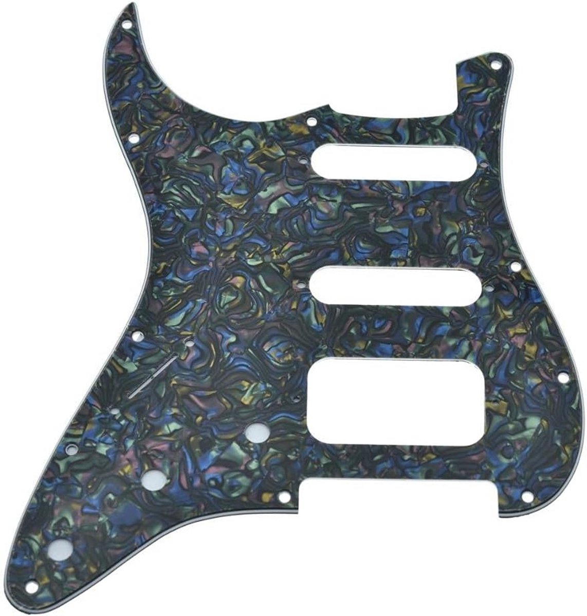 11-Hole Strat HSS Gitaar Pickguard met 2-Screw Humbucking Pickup Bevestiging voor Amerikaanse Stratocaster in Abalone Parelschelp Afwerking