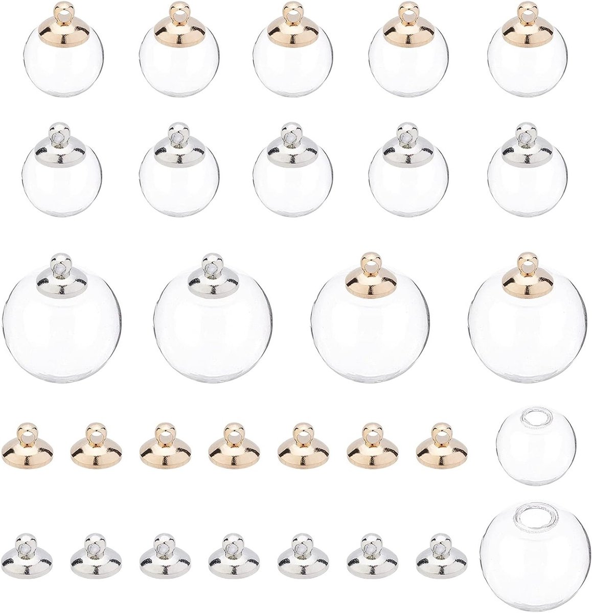 60 Sets Mini Lege Heldere Glazen Globes en Flesjes voor DIY Sieraden, Hangers en Oorbellen Maken