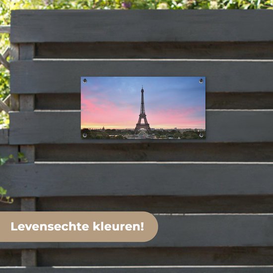 Affiche jardin Paris - Tour Eiffel - Soleil - 60x30 cm - Toile jardin - Affiche extérieure