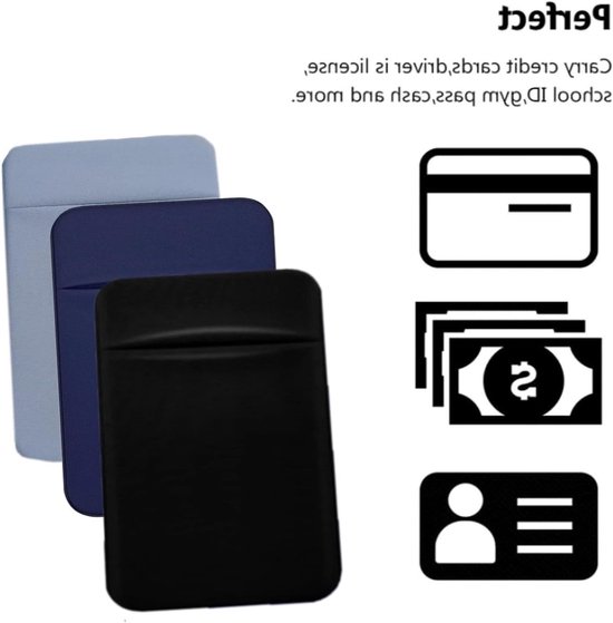 Set van 3 Zelfklevende Kaartjeshouders voor Mobiele Telefoons, Multifunctionele Telefoon Wallet, Ideaal voor Pasjes en Geld van Merkloos — afbeelding 4