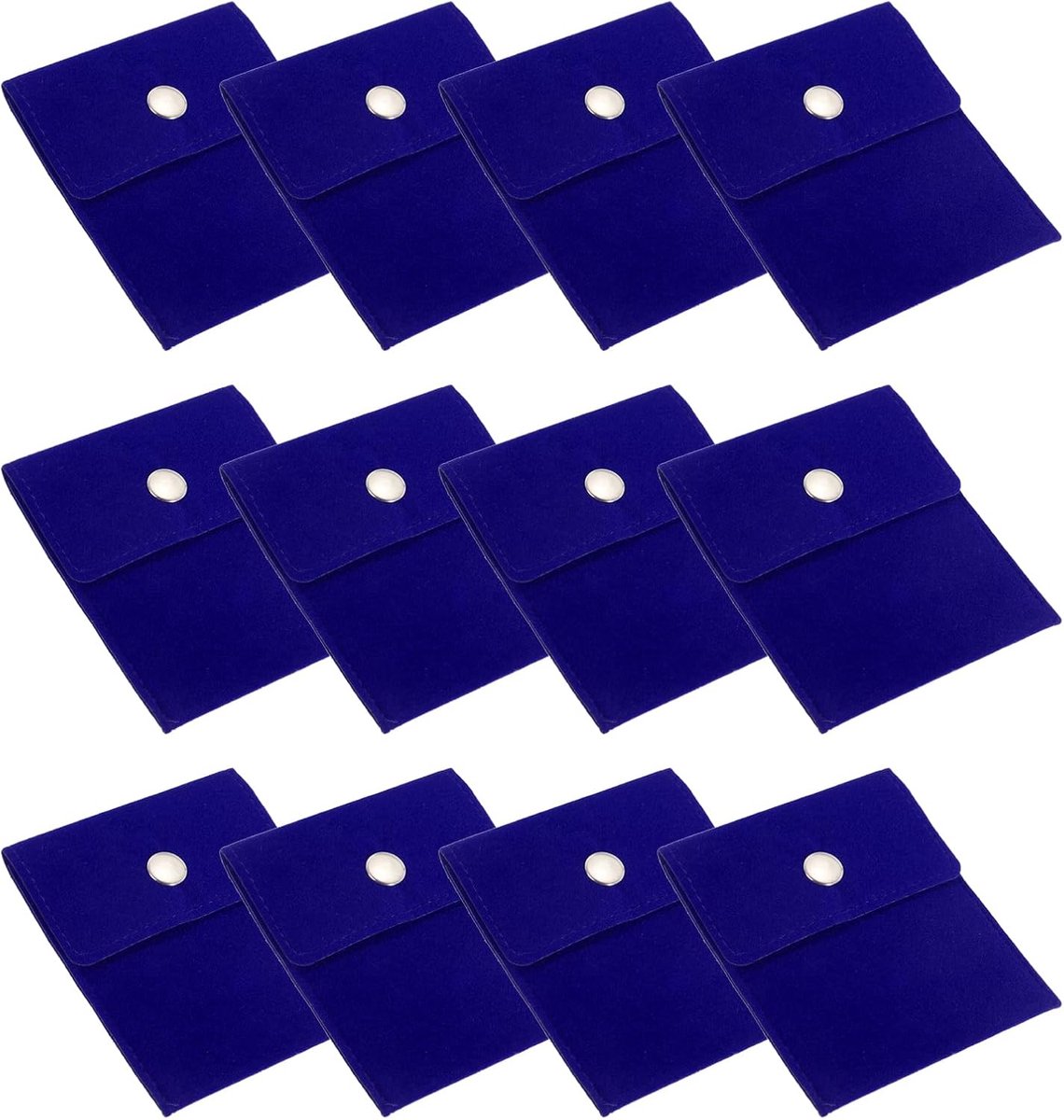 Sieraden zakje 3,5 x 4 inch - 12 stuks fluwelen zakjes drukknoop draagbare opbergtas voor oorbellen armbanden kettingen ringen horloge - blauw