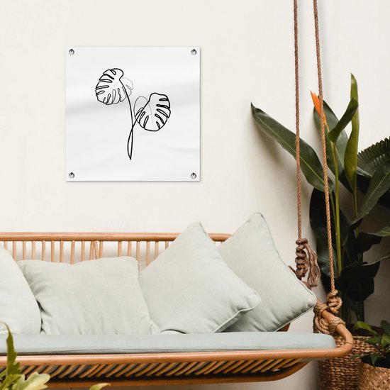 Posters de jardin Plante - Monstera - Line - 50x50 cm - Toile de jardin - Affiche d'extérieur
