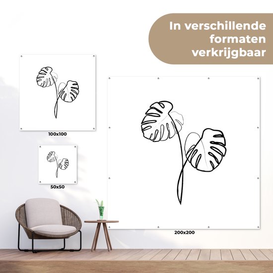 Posters de jardin Plante - Monstera - Line - 50x50 cm - Toile de jardin - Affiche d'extérieur