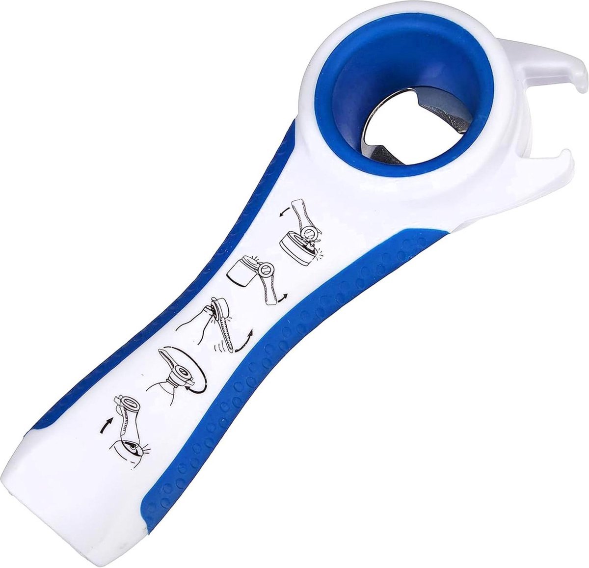 Go Go Gadget - Multi Opener - 5 in 1 - Blikopener - Ergonomisch - Multifunctioneel - 1 stuk - Blauw/ Wit