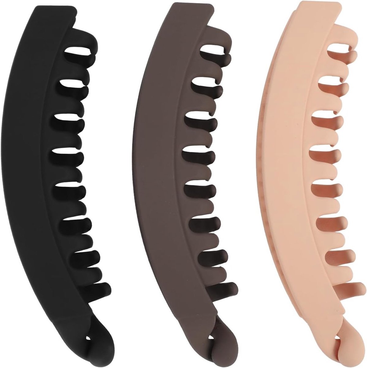 Set van 3 Grote Plastic Haarclips voor Dikke en Dunne Haarstijlen - Antislip Bananenclips voor Lang, Kort, Steil en Krullend Haar - Klassieke Haaraccessoires voor Vrouwen in 3 Kleuren